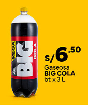 Plaza Vea Gaseosa BIG COLA bt x 3 L oferta