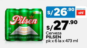 Plaza Vea Cerveza PILSEN pk x 6 la x 473 ml oferta