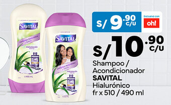 Plaza Vea Shampoo / Acondicionador SAVITAL Hialurónico fr x 510 / 490 ml oferta