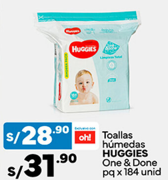 Plaza Vea Toallas húmedas HUGGIES One & Done pq x 184 unid oferta