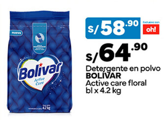 Plaza Vea Detergente en polvo BOLIVAR Active care floral bl x 4.2 kg oferta