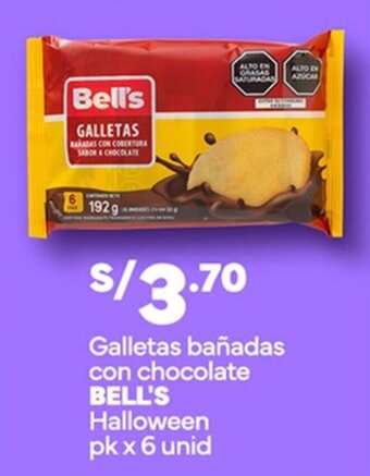 Plaza Vea Galletas bañadas con chocolate BELL'S Halloween pk x 6 unid oferta