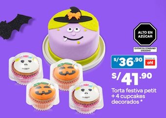 Plaza Vea Torta festiva petit +4 cupcakes decorados oferta