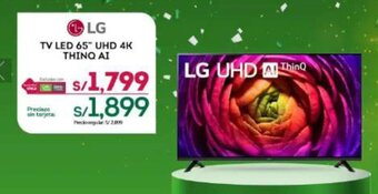 Tottus LG TV LED 65" UHD 4K THINQ AI oferta