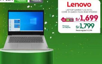 Tottus Lenovo LAPTOP GAMER TUG INTEL CORE I5 11400H 512G 8GB RTX2050 oferta