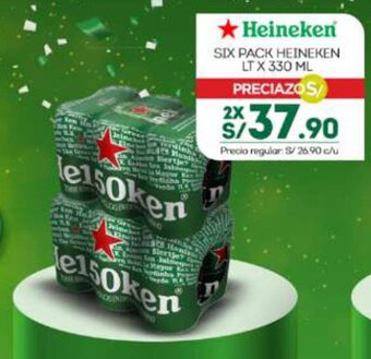 Tottus SIX PACK HEINEKEN LT X 330 ML X 2 oferta