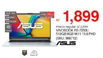 Metro ASUS VIVOBOOK R5-7250U 512GB 8GB W11 15.6FHD oferta