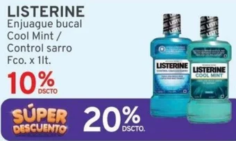 Mifarma LISTERINE Enjuague bucal Cool Mint/ Control sarro Fco. x 1lt oferta