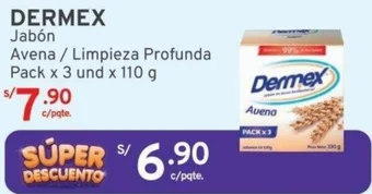 Mifarma DERMEX Jabón Avena / Limpieza Profunda Pack x 3 und x 110 g oferta
