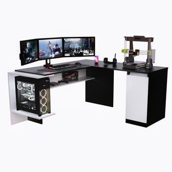 Tiendas EFE Escritorio gamer movenda muebles en l nr 03 167cmx155cm 1 puerta negro/blanco oferta