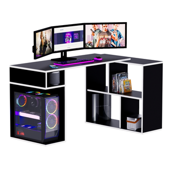 Tiendas EFE Escritorio gamer movenda muebles en l 133cmx80cm nr 011 negro/blanco oferta