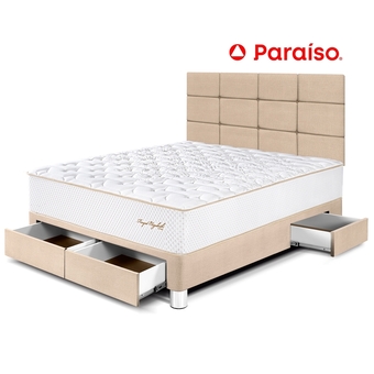 Tiendas EFE Dormitorio paraíso royal elizabeth con cajones 2plz con cabecera block champagne oferta