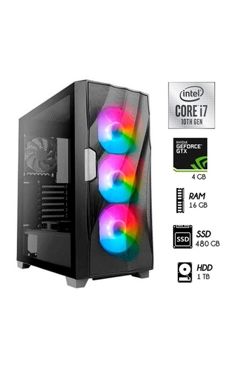 Tiendas EFE Computadora pc gamer core i7-10th ram 16gb hdd1tb+ssd 480gb video gtx 1650 4gb case gamer oferta