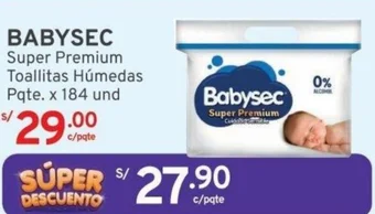 Mifarma BABYSEC Super Premium Toallitas Húmedas Pqte. x 184 und oferta