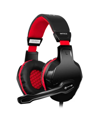 Tiendas EFE Audífonos over ear cybertel con micrófono h501 negro y rojo oferta