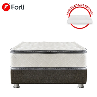 Tiendas EFE Cama americana forli capella pillow top 1.5plz+ colchón + 1 almohada silicona + 1 protector oferta