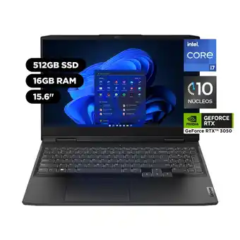 Tiendas EFE Laptop lenovo ideapad gaming 3i 15.6 windows 11 intel core i7 12a gen 10 núcleos 16gb 512gb ssd nvidia rtx3050 oferta