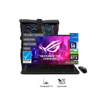 Tiendas EFE Laptop gamer rog zephyrus m16 16 intel core i7 12va gen 14 núcleos 16gb 512gb ssd nvidia rtx3060 gu603ze-ls020w oferta