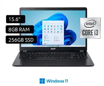 Tiendas EFE Laptop acer aspire 3 15.6 windows 11 intel core i3-1005g1 3500u 8gb 256gb ssd a315-56-34a1 oferta