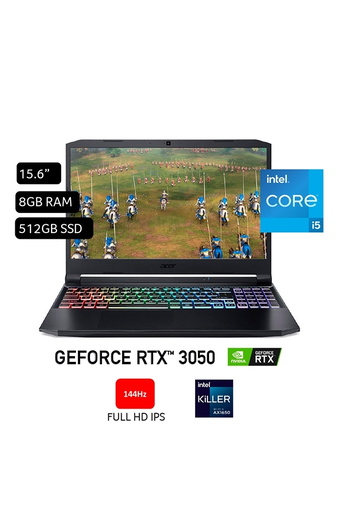 Tiendas EFE Laptop gamer acer nitro 5 15.6 windows 11 intel core i5 11400h 8gb 512gb ssd nvidia rtx3050 an515-57-5323 oferta
