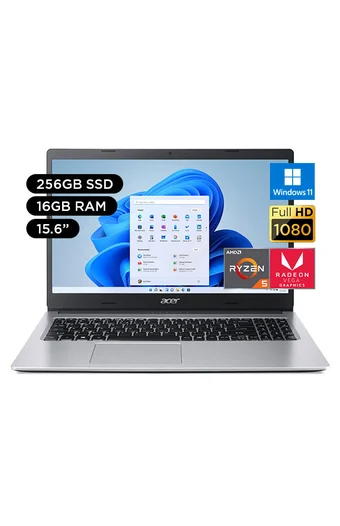 Tiendas EFE Laptop acer aspire 3 15.6 windows 11 amd ryzen 5 3500u 16gb 256gb ssd a315-23-r15r oferta