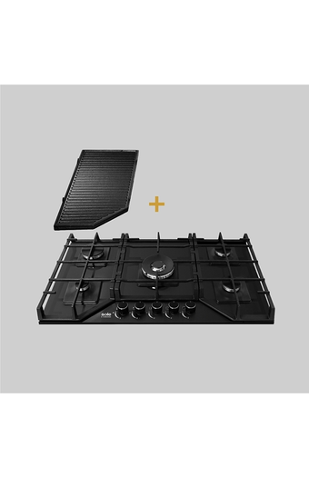 Tiendas EFE Cocina empotrable vidrio sole 5 hornillas 76cm solco060 + parrilla solpar001 oferta