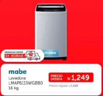 Wong mabe Lavadora LMAP6115WGBBO 16 kg oferta