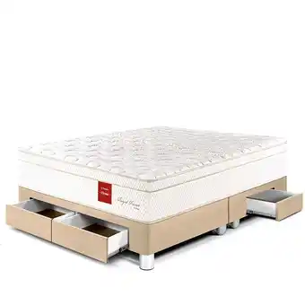 Tiendas EFE Cama cajones paraíso royal prince queen + almohada + protector champagne oferta