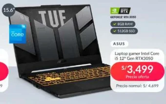 Falabella Asus Laptop gamer Intel Core 15 12° Gen RTX3050 oferta