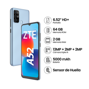 Tiendas EFE Celular zte blade a52 bl 2gb 64gb 6.52 azul oferta