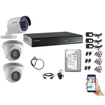 Tiendas EFE Kit de cámaras de seguridad 3 hikvision full hd 1080p disco 500gb + kit de micrófono oferta