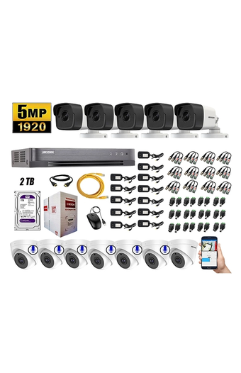 Tiendas EFE Kit hikvision 12 cámaras de seguridad 5mp + 6 cámaras con audio incorporado oferta
