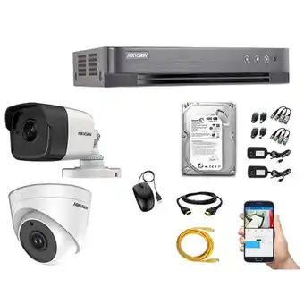 Tiendas EFE Kit 2 cámaras de seguridad audio incorporado hikvision 5mp completo p2p oferta