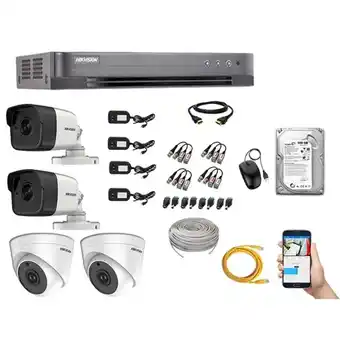 Tiendas EFE Kit 4 cámaras de seguridad audio incorporado hikvision 5mp completo p2p oferta