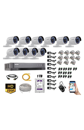 Tiendas EFE Cámara de seguridad hikvision para exterior kit 10 hd 720p + disco 1tb wd p2p oferta