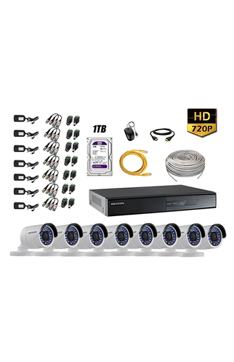 Tiendas EFE Cámara de seguridad hikvision para exterior kit 8 hd 720p + disco 1tb wd p2p oferta