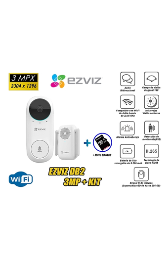 Tiendas EFE Kit videoportero ezviz inalámbrico wifi 3mp + tímbre + micro sd 64gb oferta
