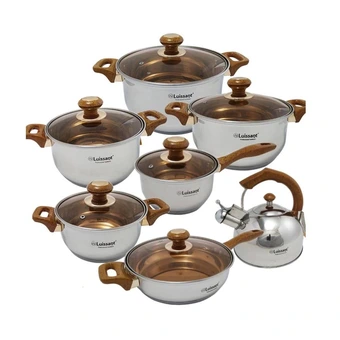 Tiendas EFE Juego de ollas luissant 14pzs acero inoxidable marrón oferta