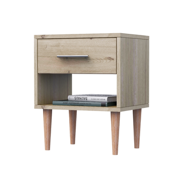 Tiendas EFE Mesa de noche movenda muebles altea con 1 cajón y patas de madera duna oferta
