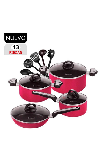 Tiendas EFE Set de ollas antiadherentes finezza fucsia oferta