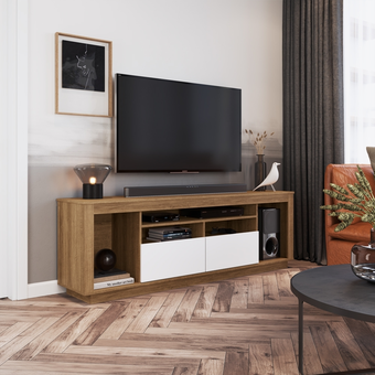 Tiendas EFE Mesa de tv delmarco parma 2 puertas 180cm miel y blanco oferta