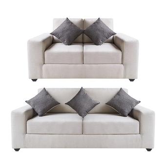 Tiendas EFE Juego de sala forli spring 3-2 tela crema+5 cojines decorativos oferta