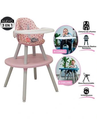 Tiendas EFE Silla carpeta 3 en 1 baby kits bistro rosado oferta