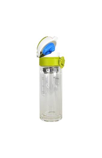 Tiendas EFE Tomatodo de vidrio de doble pared con filtro 270ml tapa verde el gran bazaar oferta