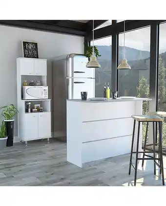 Tiendas EFE Combo tuhome kitchen 15 mueble microondas + barra de cocina blanco oferta