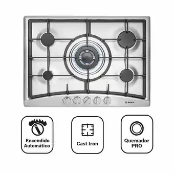 Tiendas EFE Encimera a gas inoxidable bosch 70cm oferta