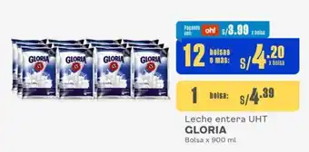 Makro Leche entera UHT GLORIA Bolsa x 900 ml oferta