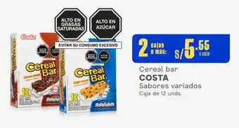Makro Cereal bar COSTA Sabores variados Caja de 12 unds. x 2 cajas oferta