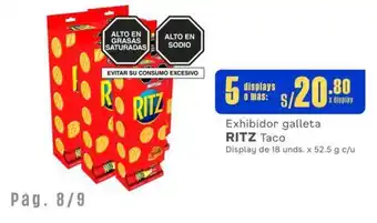 Makro Exhibidor galleta RITZ Taco Display de 18 unds. x 52.5 g x 5 displays oferta