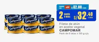 Makro Filete de atún en aceite vegetal CAMPOMAR Pack de 6 latas x 150 g x 2 packs oferta